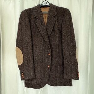 Pendleton Brown wool Tweed Blazer with Elbow Patches